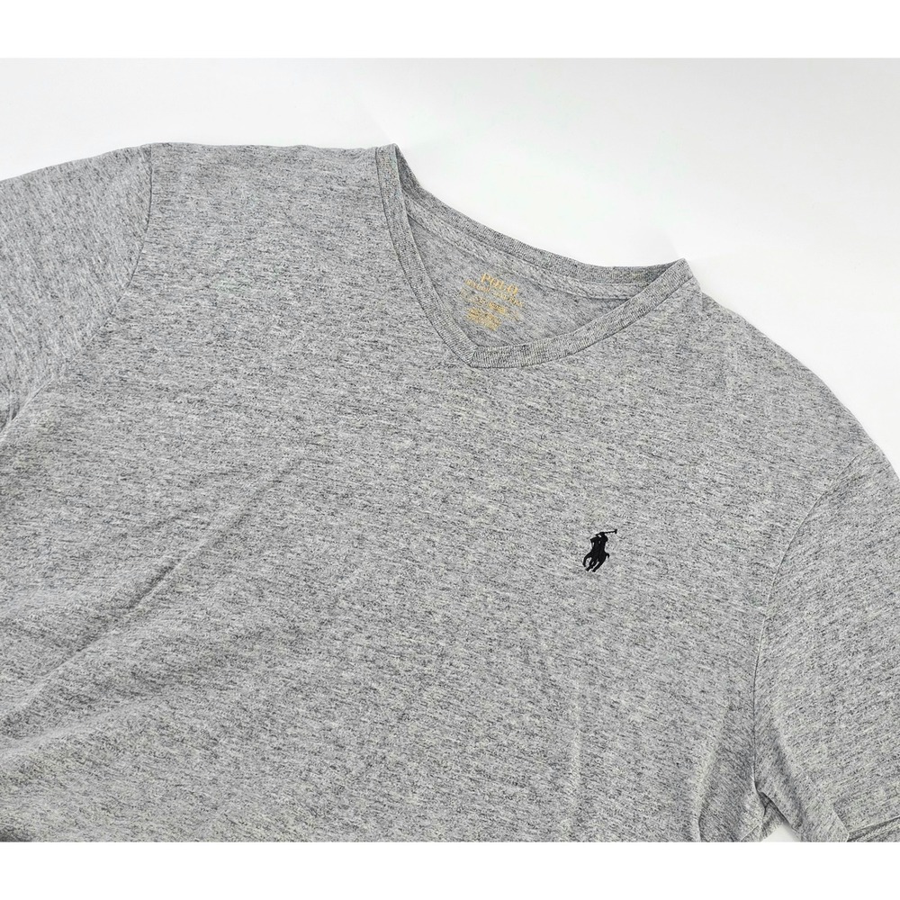 Polo Ralph Lauren Preppy V-Neck T-Shirt Size Large Womens Gray Short Sleeve